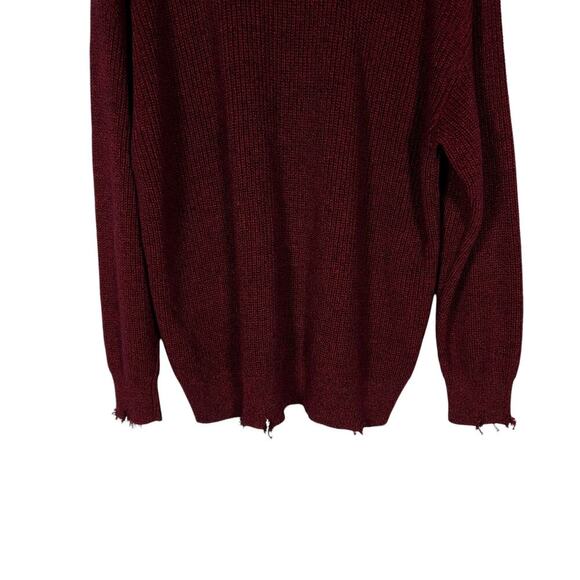 Pistola Womens Distressed Sweater XL Cherry Red Knit Oversized Edgy Streetwear - Picture 11 of 15